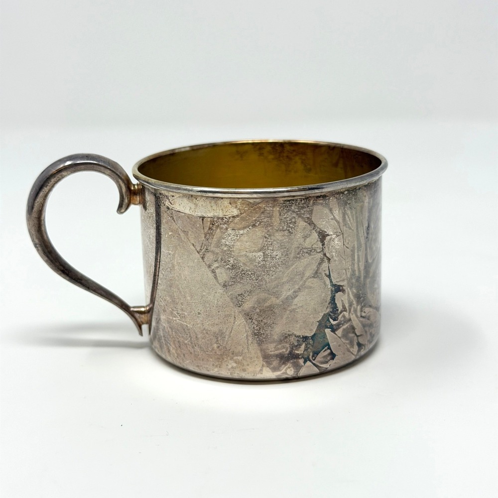 Oneida Ltd Vintage Silverplate Baby Cup Gold Wash Interior Child Mug